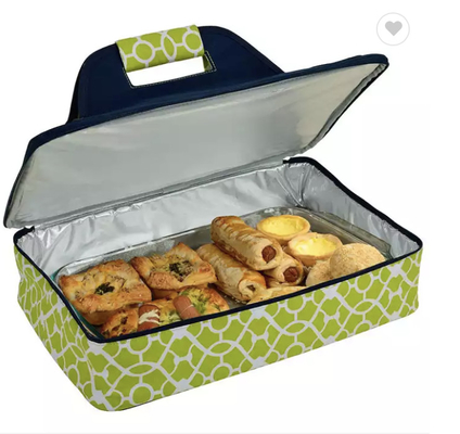 Izolowany pojemnik na żywność do zapiekanek do pizzy do przechowywania żywności w gorącej lub zimnej zielonej torbie chłodzącej