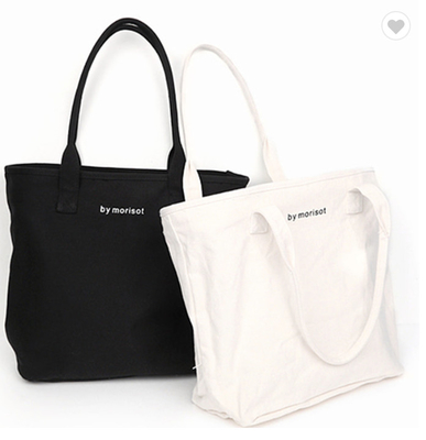 Recycled 10 uncji 12 uncji białej czarnej płóciennej torby z bawełny organicznej dla kobiet