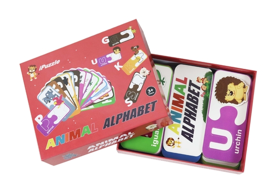 Niestandardowe logo Eco Paper Jigsaw Puzzle Animal Alphabet Abc Matching Cards